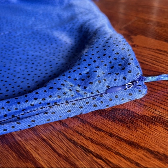 Zara Midi Skirt Womens Size Small Satin Side Slit Spotted Polka Dot Royal Blue - Picture 4 of 12